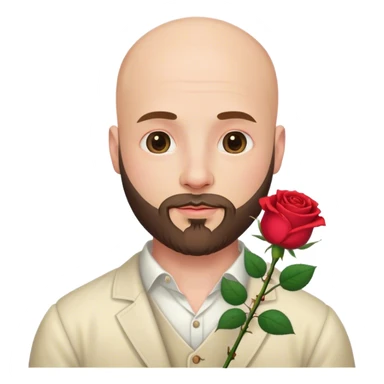 bald man with beard rose  sticker