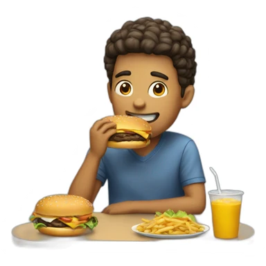 Benito eating a burger sticker