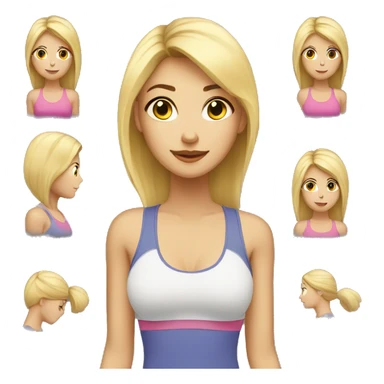 a blonde woman with black eyes doing physical exercises with straight hair sticker