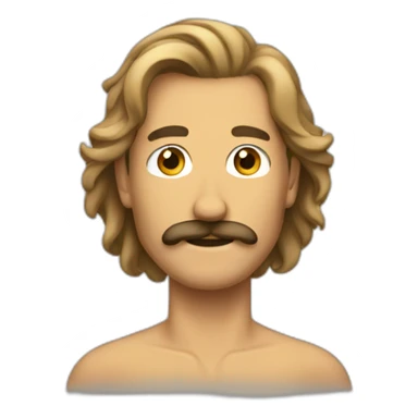 Tan fit very long hair man with a mustache sticker