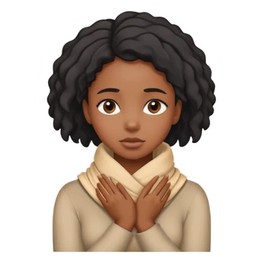 Black girl with her hands wrapped around her neck emote sticker