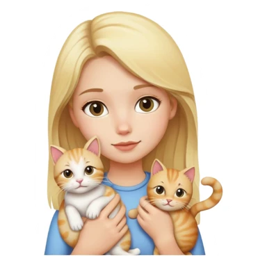 A blonde girl holding a cat sticker