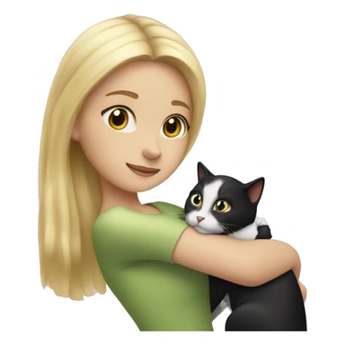 blonde Girl petting black and white cat sticker