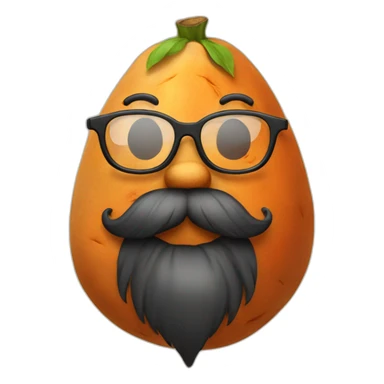a sweet potato with glasses and a big beard sticker