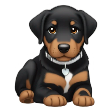 Sleeping black and brown beauceron puppy with white chest and chin sticker