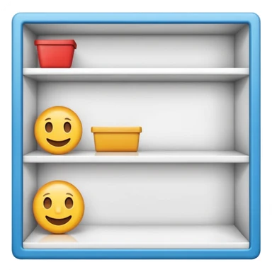 emoji of open magazine, inside the magazine there are illustrated empty shelfs sticker