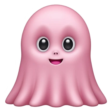 Cute pink ghost character with big adorable eyes and a small smile sticker