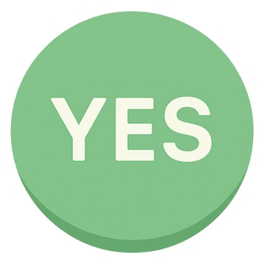 green ball featuring the word YES, modern color icon style sticker