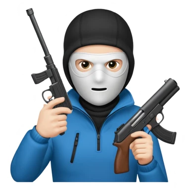ski mask pointing a gun sticker