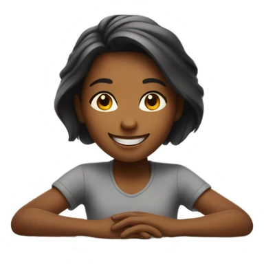 smiling girl at restaurant table sticker