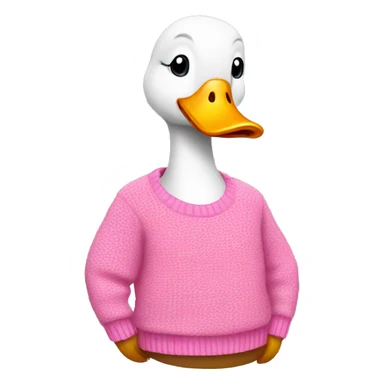 A duck wearing a pink sweater sticker
