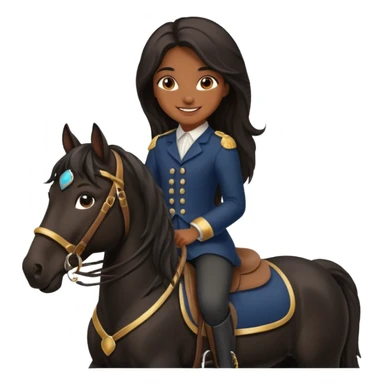 Brown girl on black shire horse  sticker