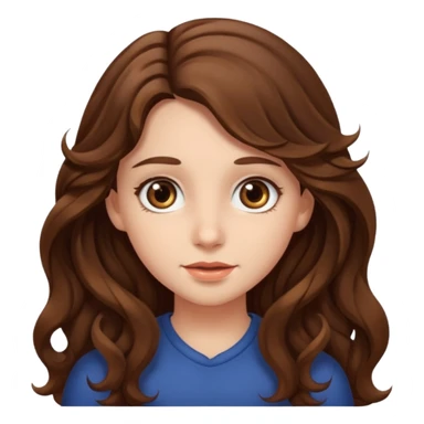 girl with long brown wave hair, big eyes sticker