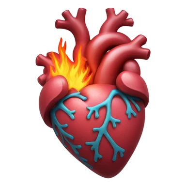Anatomical heart with flames sticker