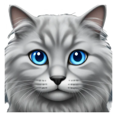 Gray fluffy cat with blue eyes sticker