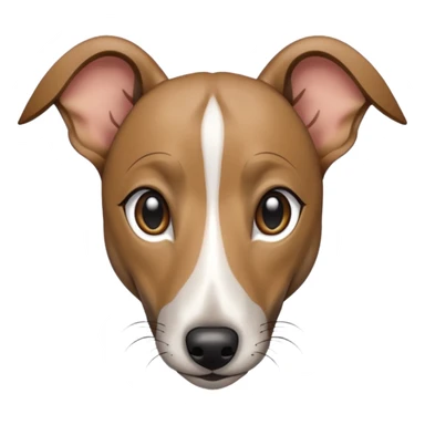 Create a brindle whippet emoji with long Dobby looking ears and a long snout sticker