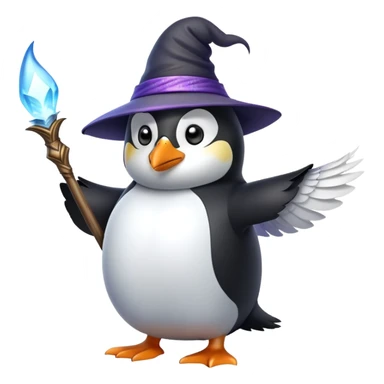 penguin wizard casting a spell sticker