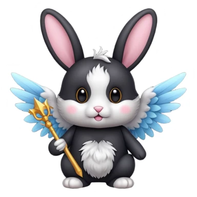Black bunny with wings and with wand  sticker