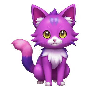 Shiny Colorful Purrloin-Skitty-Pokémon-Fakémon-hybrid-creature (full body) sticker
