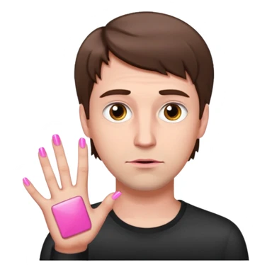 White man with short brown hair, long face, and pink nails looking sassy sticker