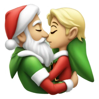 Elf kiss santa sticker