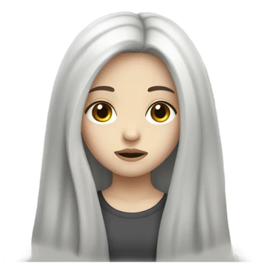 Pale girl with long black hair sad sticker