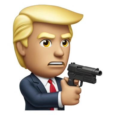 Donald Trump with toy gun sticker