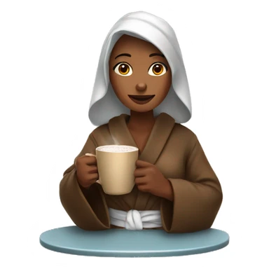 Lady in a robe with a cup of hot chocolate  sticker