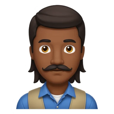 White man with dark mullet and mustache sticker