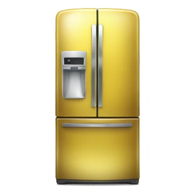 Realistic metallic yellow fridge isolated.  sticker