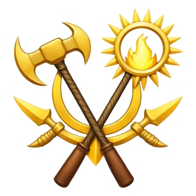 The Sickle and the Hammer are crossed, and behind them are the rays of the sun sticker