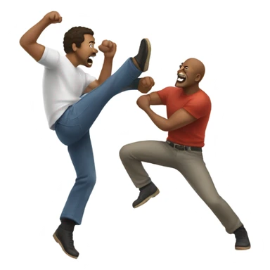 a guy round house kicking another guy sticker