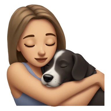 A fair skin girl sleeping with dog sticker