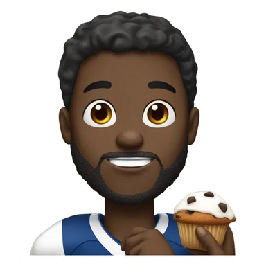 Black man with beard wearing Colts football helmet eating a chocolate chip muffin sticker