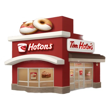 “Tim Hortons store with a red and white color scheme, featuring the classic Tim Hortons logo, a warm and welcoming design that represents a popular coffee and donut shop.” sticker