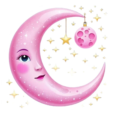 Pink sparkly moon sticker