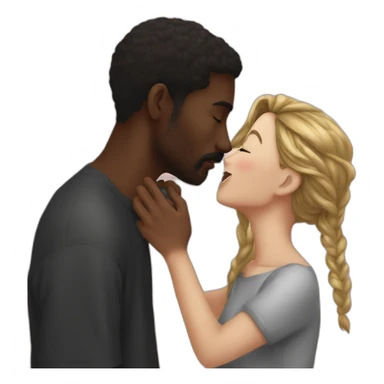 Redheard girl kissing blackheard man sticker