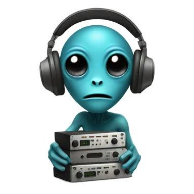Alien listening to records  sticker