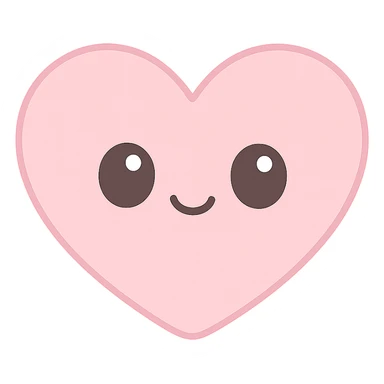 kawaii style icon of a pink heart with a cute face, soft pinks sticker