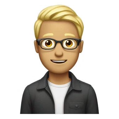 Man pulling hair out with glasses and blonde sticker