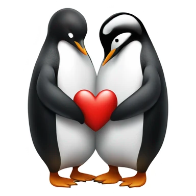 Penguin giving another penquin a heart sticker