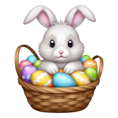a rabbit with a basket of easter eggs
 sticker
