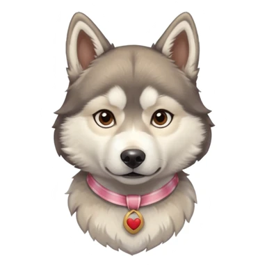 husky with head ribbon and shirt sticker