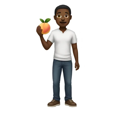 Black man holding peach sticker