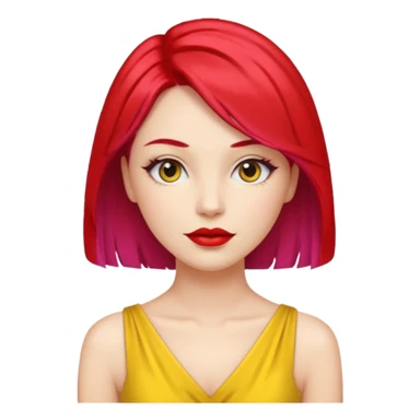 woman red lips, deifferent hair, yellow dress. sticker