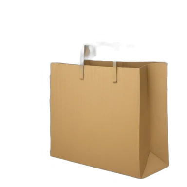 Cardboard bag with white stripes across sticker