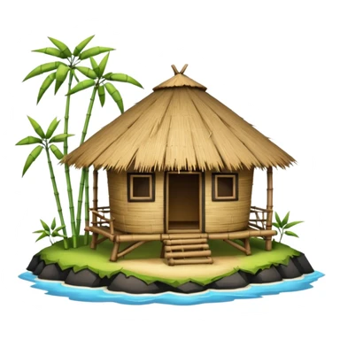 bamboo hut in Volcano Island sticker