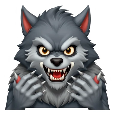 Create an emoji of Werewolf half bodied till waist sharp nails sticker