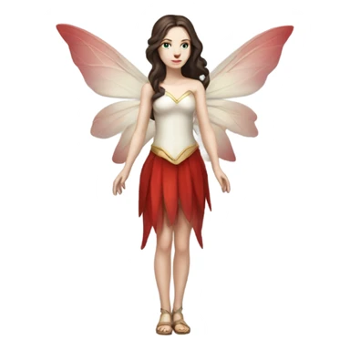 Pale skin, brunette fairy woman with red wings full body sticker