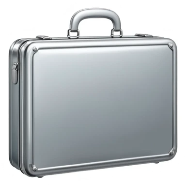 A luxury briefcase emoji made of polished silver chrome, smooth rectangular shape, metallic reflections, minimal high-end design, swag business aesthetic, iOS emoji style, centered, clean white background
 sticker